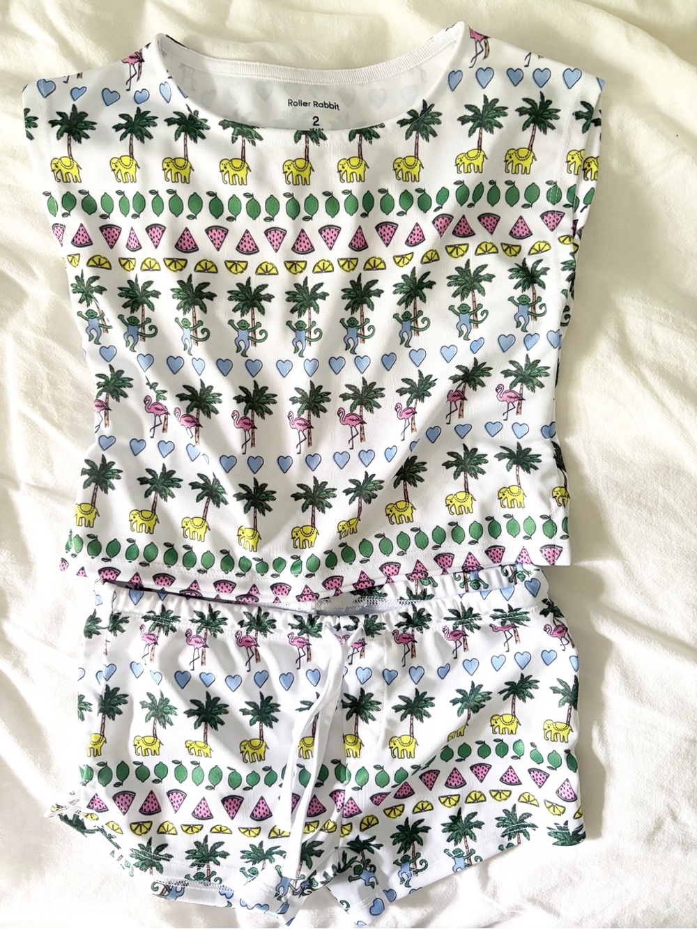 Roller Rabbit White Tropical Print Pajama Set Toddler Girl